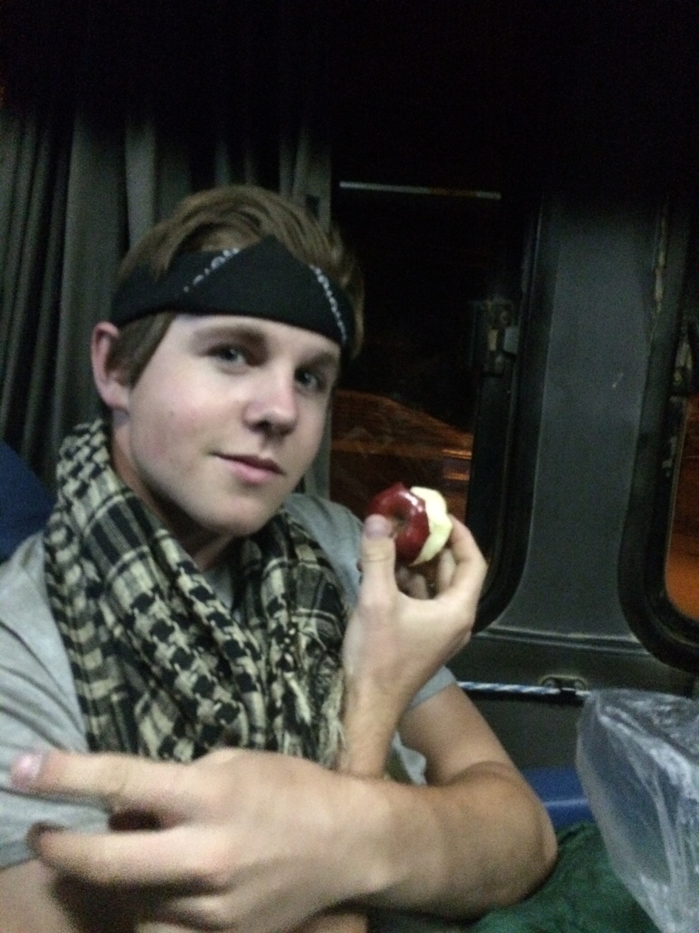 Peter eating an apple
